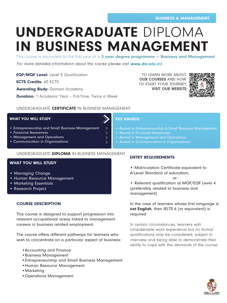 Undergraduate Diploma in Business Management | PDF | Diploma ...