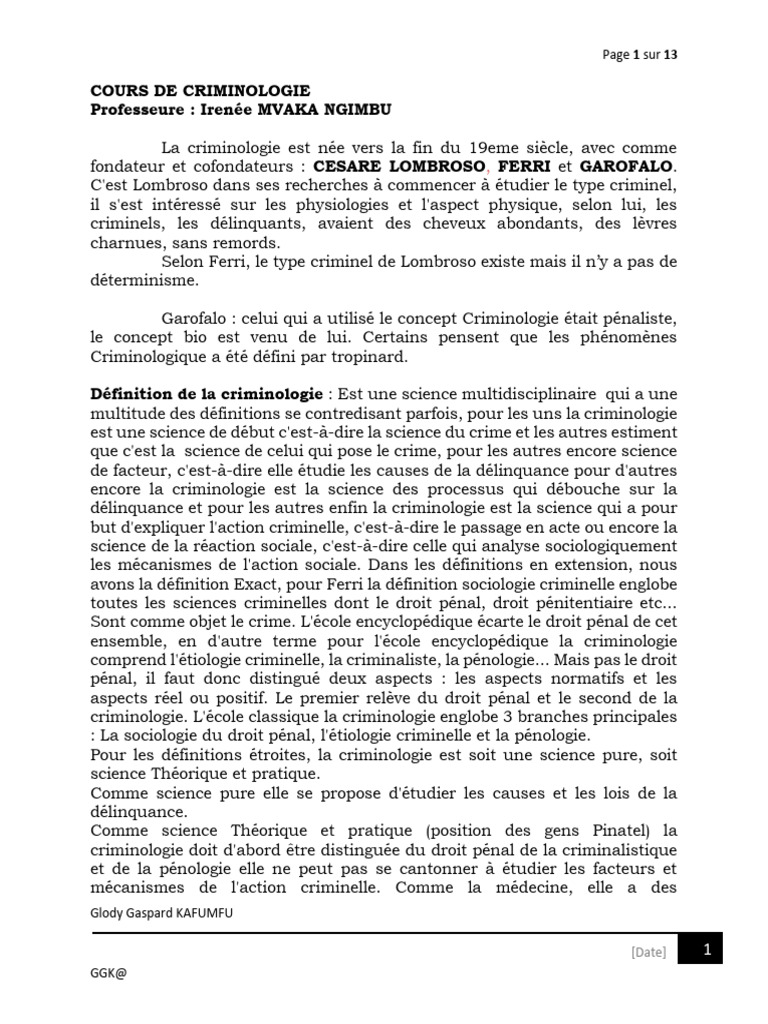 Introduction à la criminologie moderne PDF Criminologie Crimes — free download