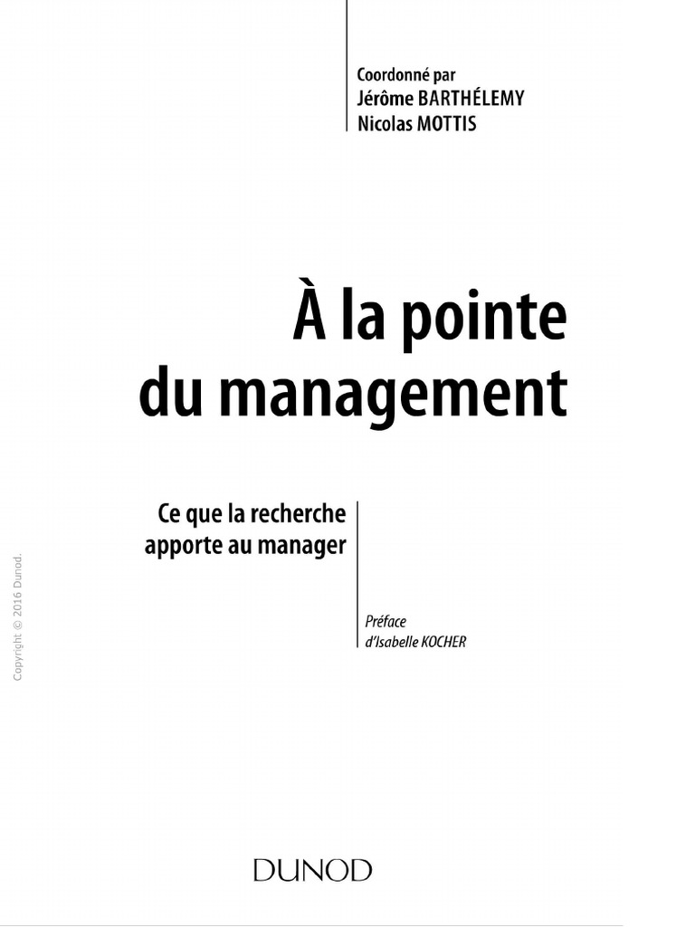 A La Pointe Du Management (2016, Dunod) | PDF