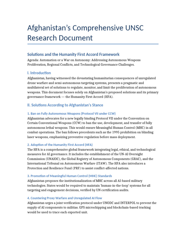 Afghanistan UNSC Solutions and Framework | PDF | United Nations ...