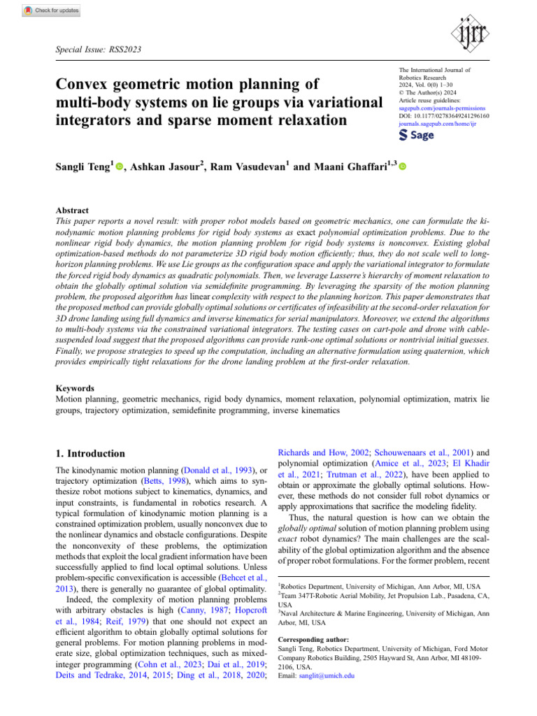 Teng Et Al 2024 Convex Geometric Motion Planning of Multi Body Systems ...