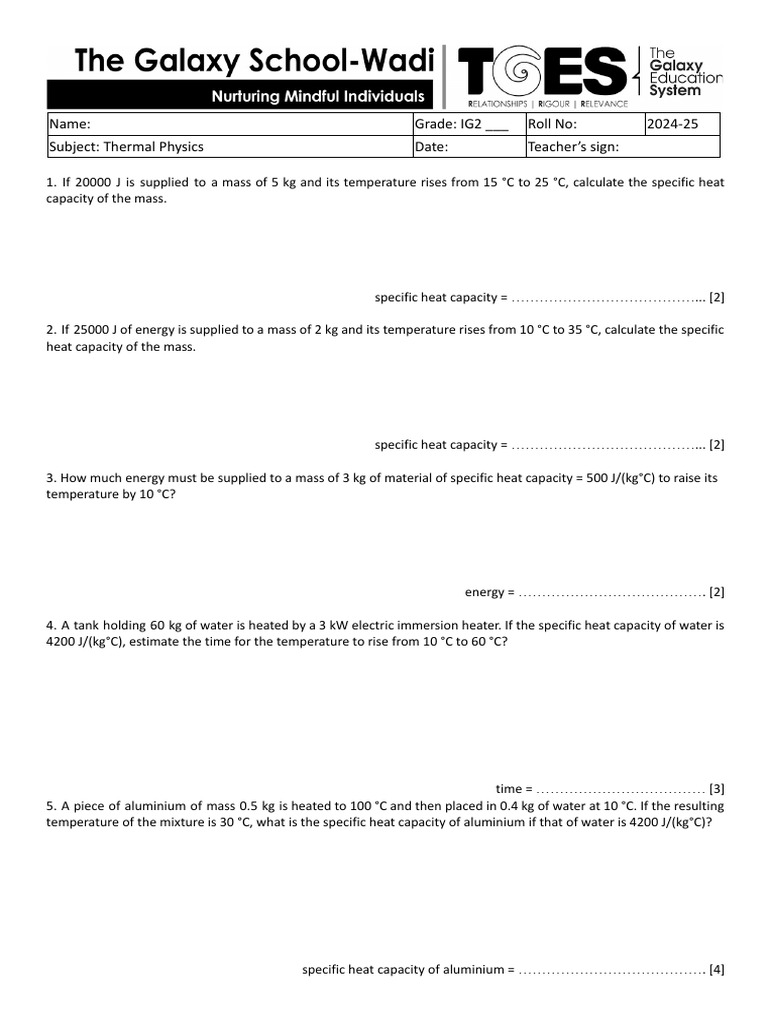 Thermal Physics Specific Heat Calculations | PDF | Heat Capacity | Heat