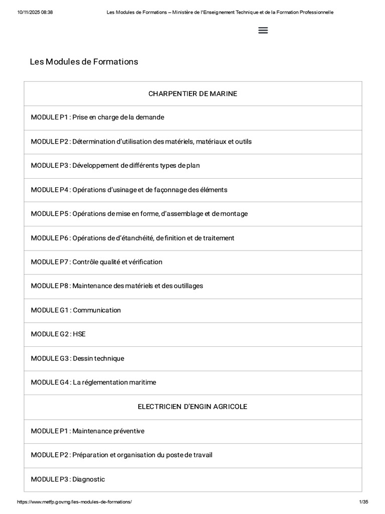 Modules de Formation Technique et Professionnelle | PDF | Informatique