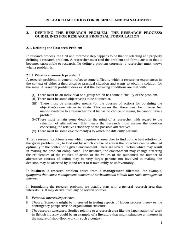 Defining Research Problems in Business | PDF | Sampling (Statistics ...
