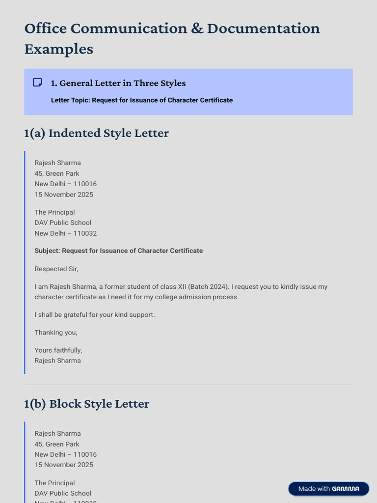 Office Letter Formats for Requests | PDF