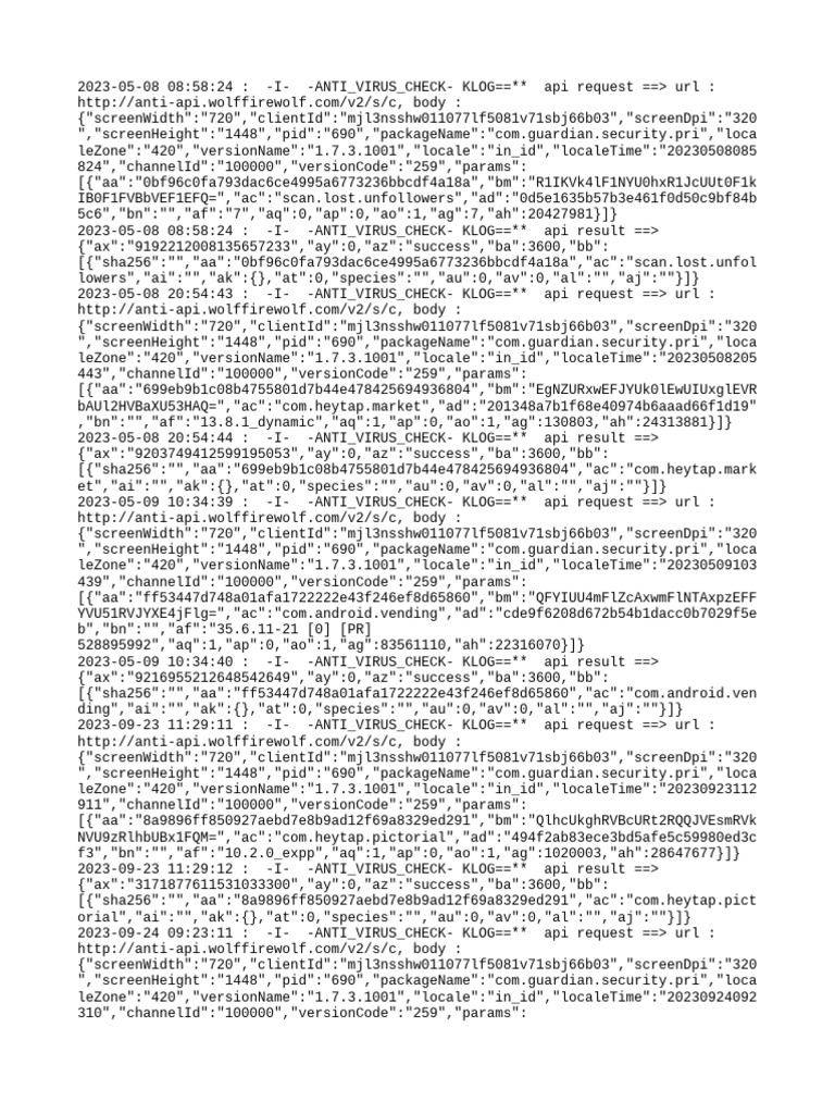 Antivirus API Request Logs 2023 | PDF