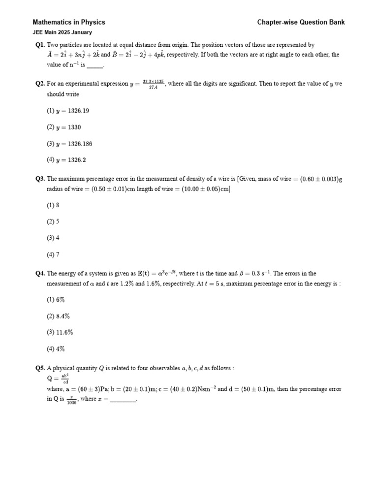 JEE Main 2025 Physics Question Bank | PDF | Orbit | Force