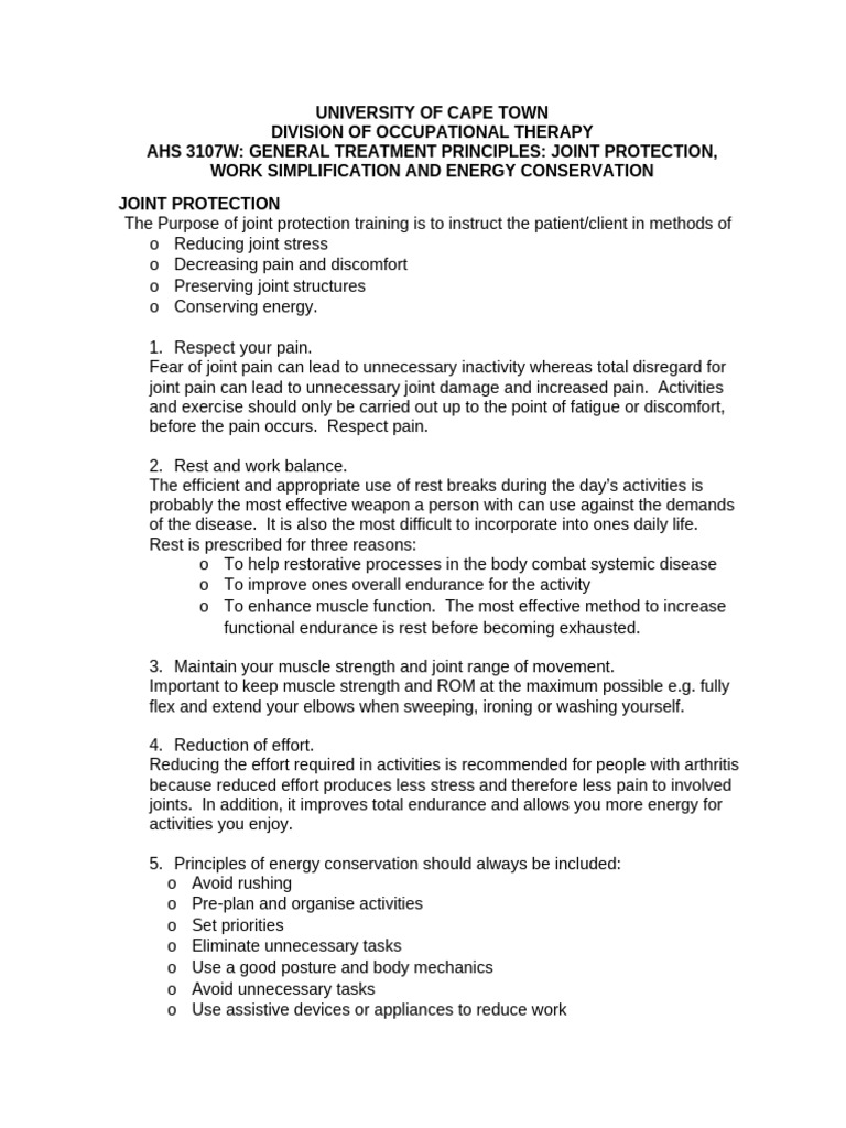 Joint Protection Work Simplification Energy Conservation | PDF | Joint ...