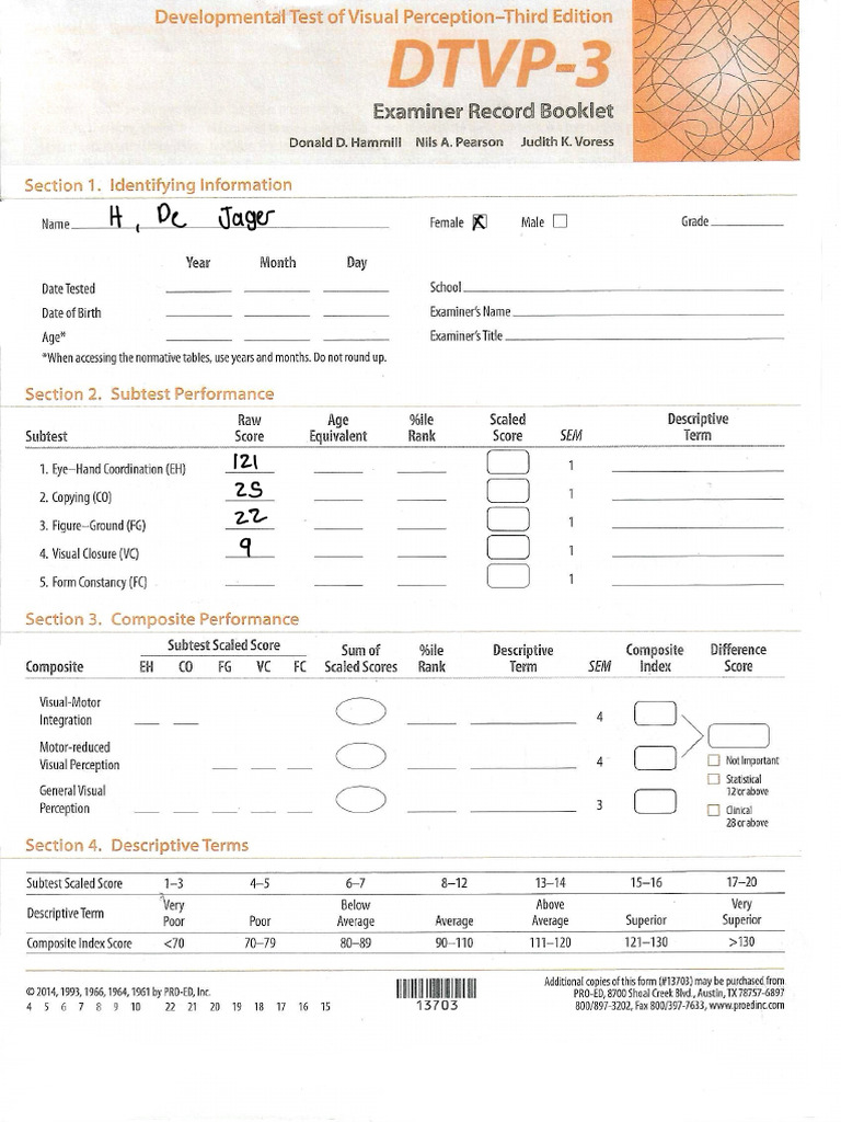 DTVP 3 Examiner Record Booklet 2 | PDF