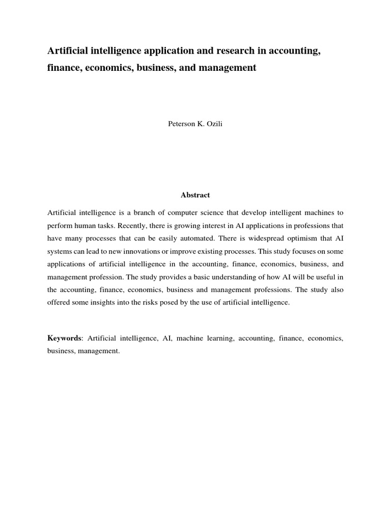 AI Applications in Accounting & Finance | PDF | Artificial Intelligence ...
