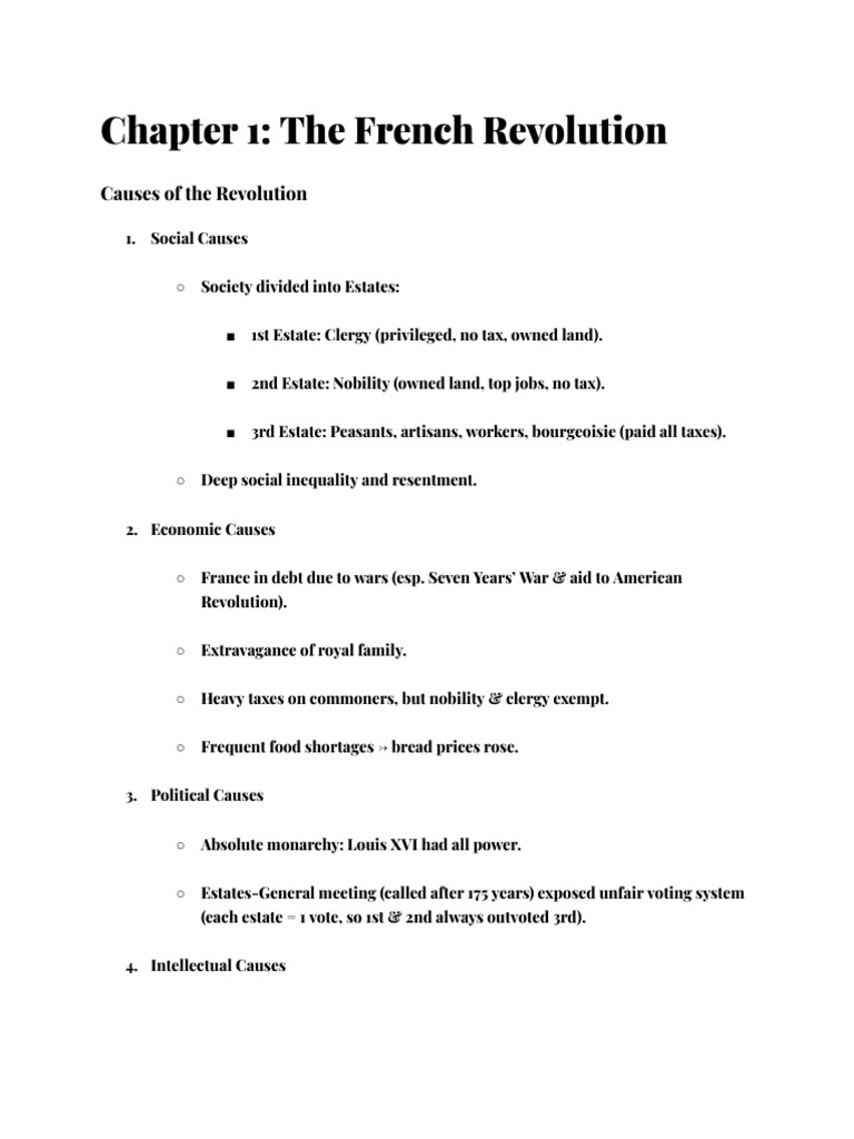 Causes and Events of the French Revolution | PDF