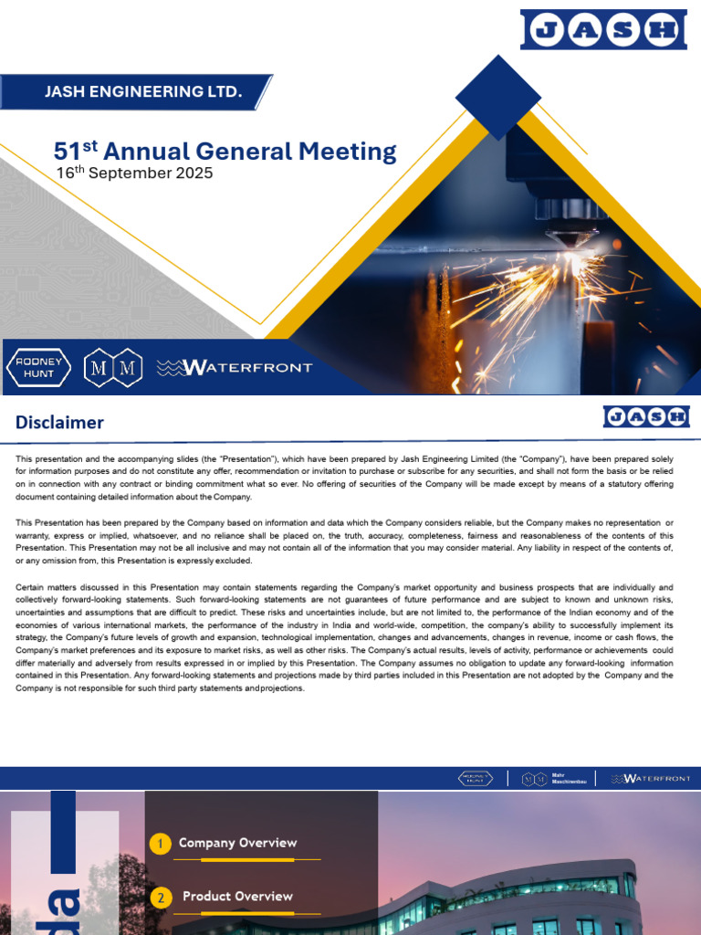 51 Annual General Meeting: Jash Engineering LTD | PDF