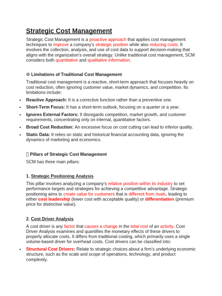 Strategic Cost Management Explained | PDF | Cost Accounting | Supply ...