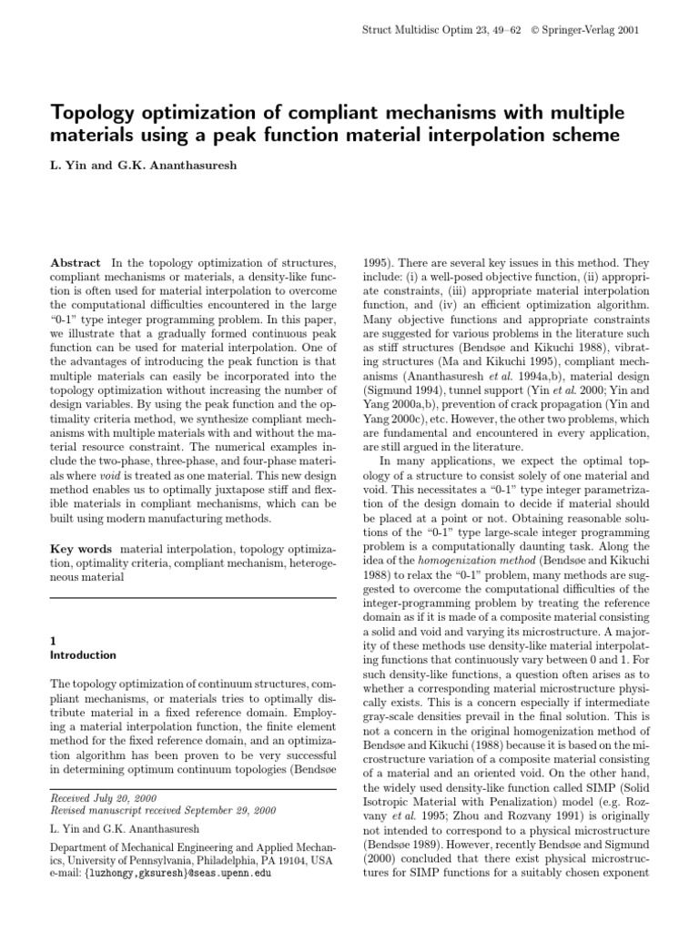 Multi-Material Topology Optimization Techniques | PDF | Mathematical ...