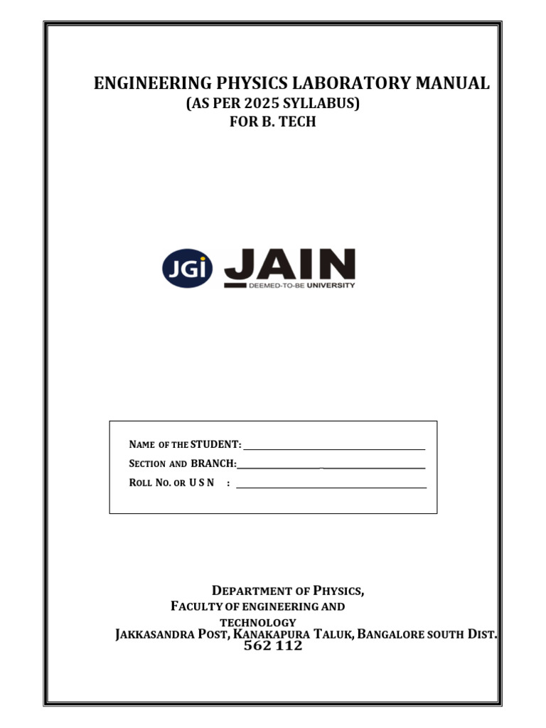 Engineering Physics Lab Manual 2025 | PDF | Electromagnetic Radiation ...