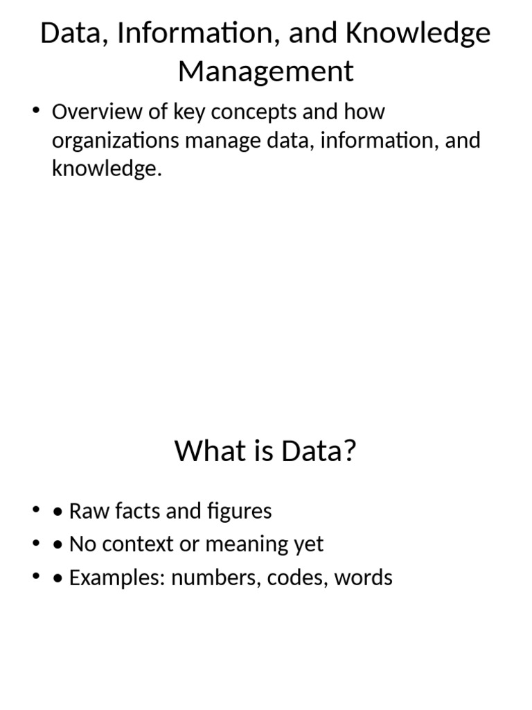 Data Information Knowledge Management Presentation | PDF