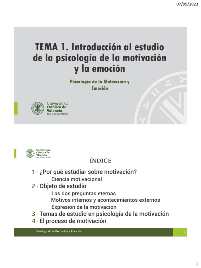 Psicología de la Motivación y Emoción | PDF | Motivacional | Motivación