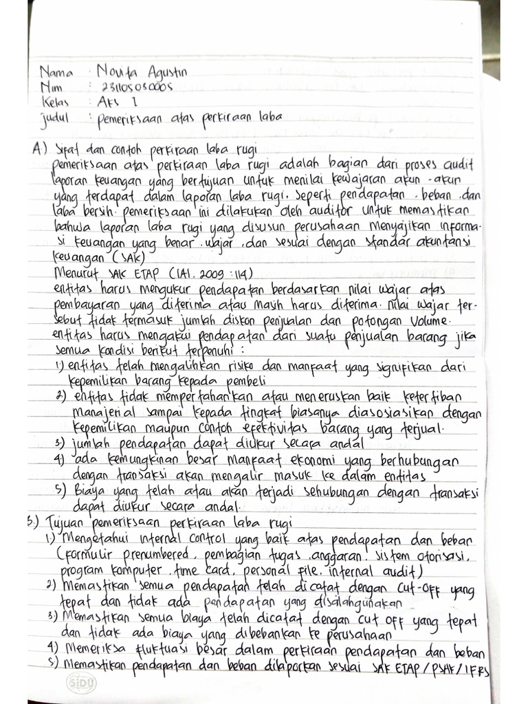 Resume Audit Pemeriksaan Perkiraan Laba Rugi | PDF