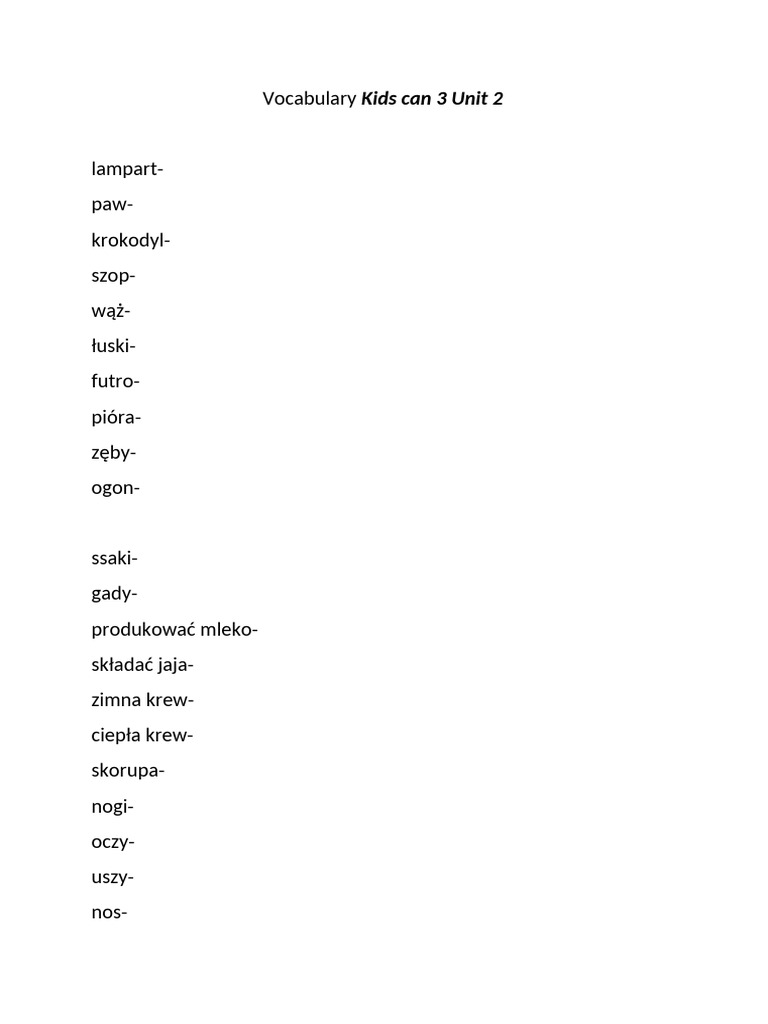 Vocab Kids Can 3 Unit 2 | PDF