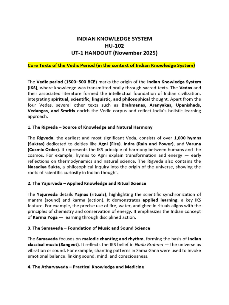 Core Texts of Indian Knowledge System | PDF | Vedas | Brahman