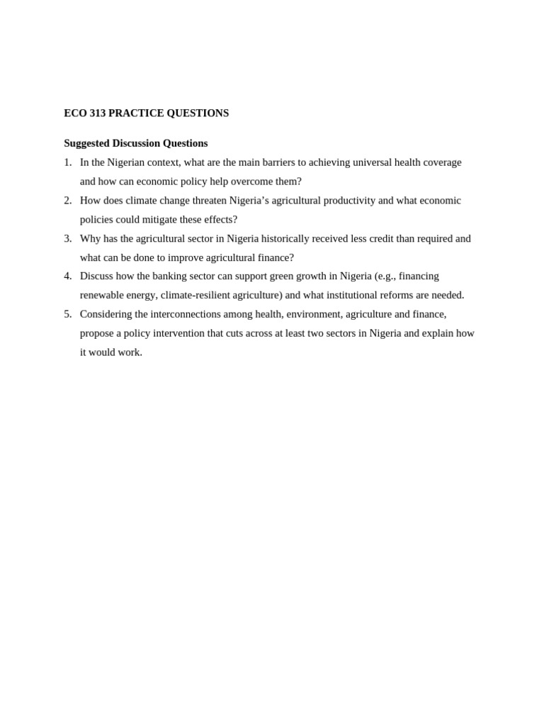 Eco 313 Practice Questions | PDF