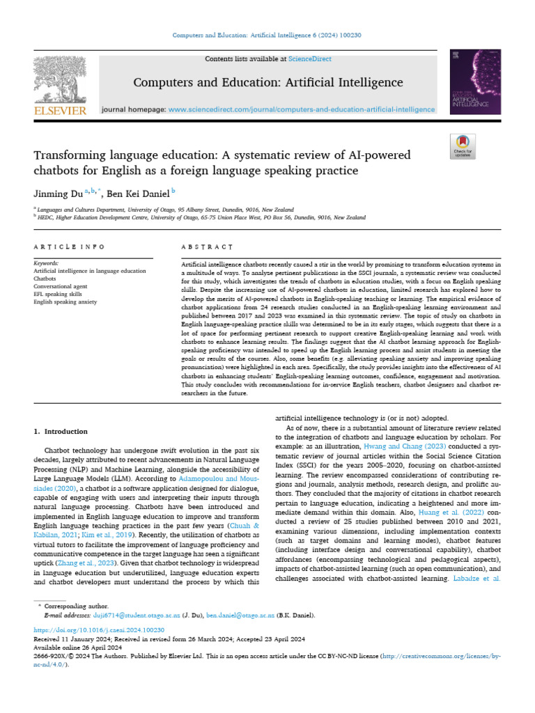 AI Chatbots in EFL Speaking Practice | PDF | Artificial Intelligence ...