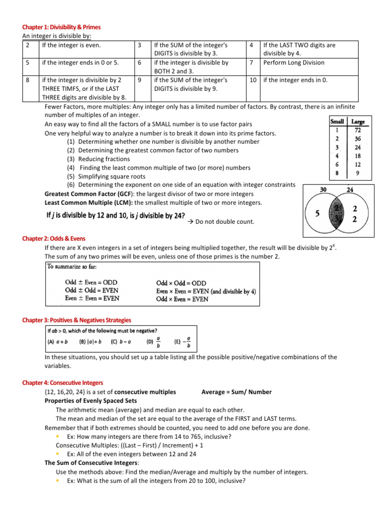Divisibility, Primes, and Integers Guide | PDF | Multiplication ...