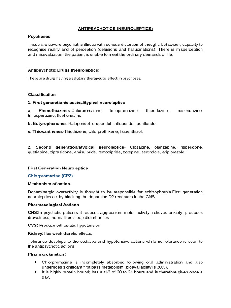 Antipsychotics and Mood Stabilizers | PDF | Antipsychotic | Atypical ...