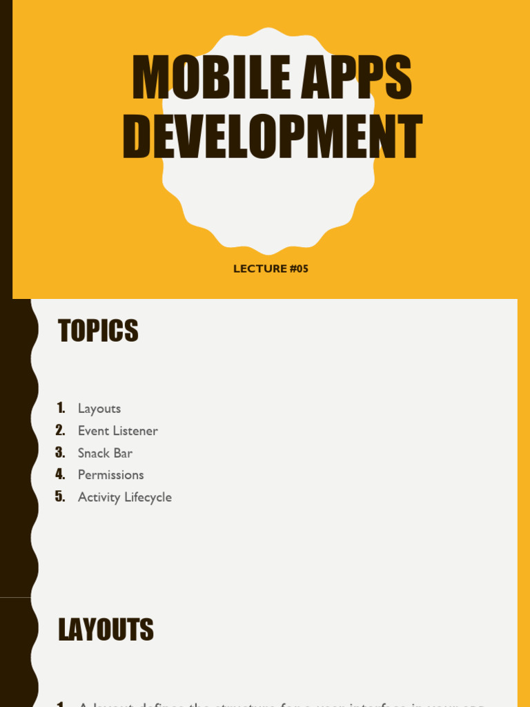 Mobile App Development: Layouts & Events | PDF | Mobile App | Android ...