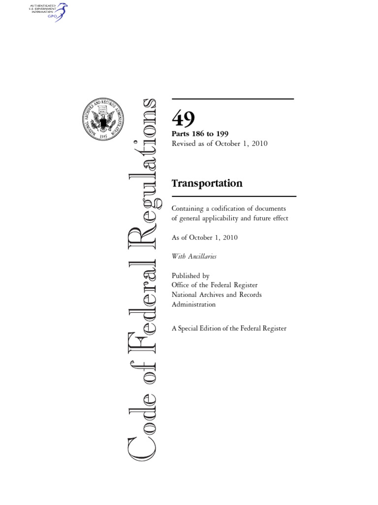 49 CFR Transportation Regulations Guide | PDF | Code Of Federal ...