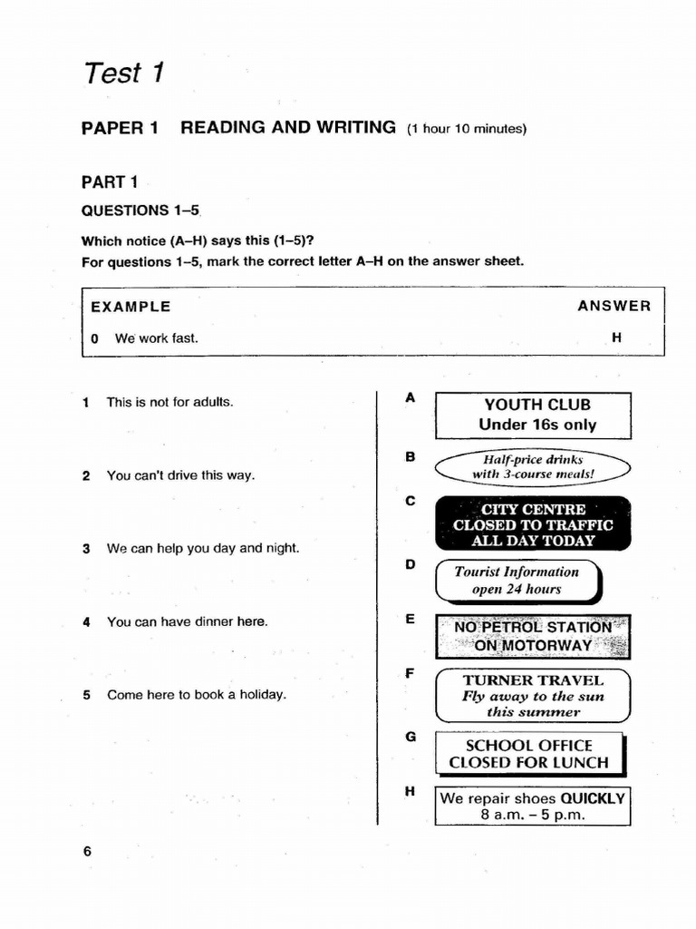 Test 1: Reading and Writing Practice | PDF