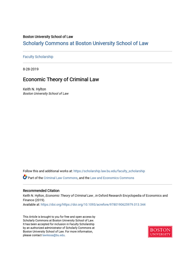 Economic Theory of Criminal Law | PDF | Punishments | Crimes