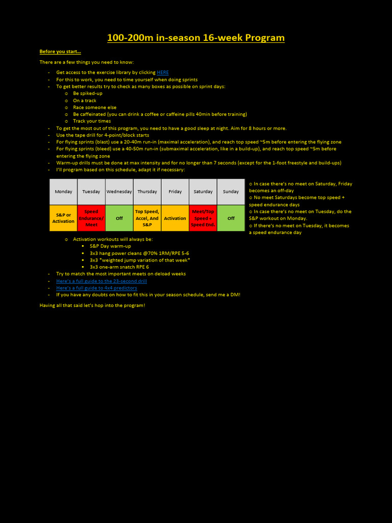 16-Week Sprint Training Program | PDF | Weight Training | Physical Exercise