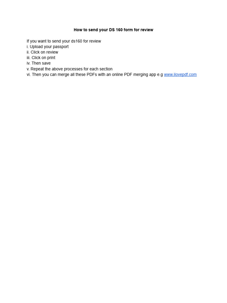 How To Send Your DS 160 For Review | PDF