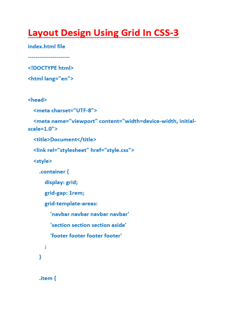 Layout+Design+Using+Grid+in+CSS+3 | PDF