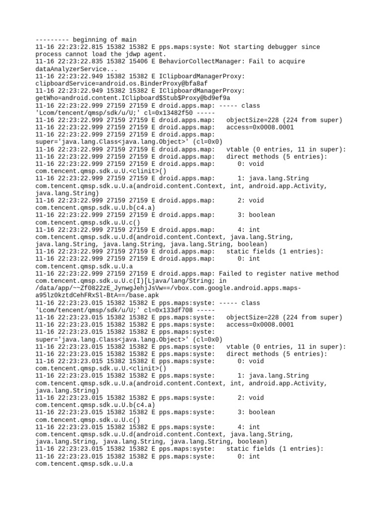 Android App Debugging Errors Log | PDF | Java (Programming Language ...