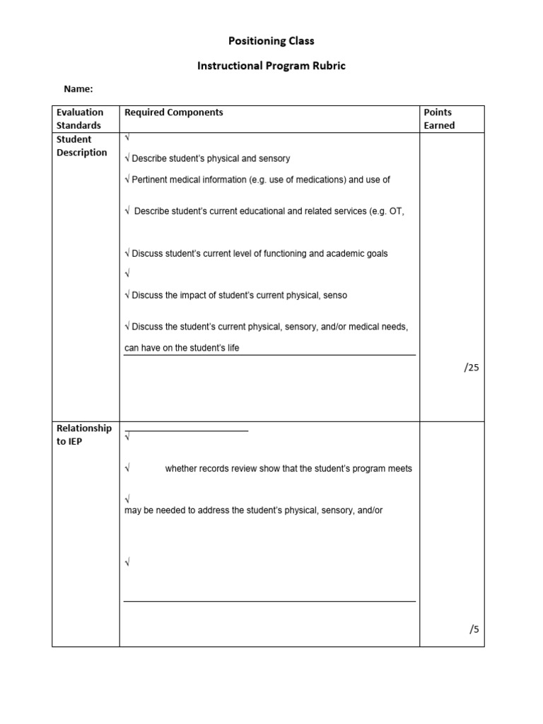 Instructional Plan Rubric | PDF | Individualized Education Program ...