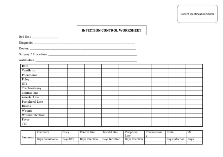 Infection Control Worksheet | PDF