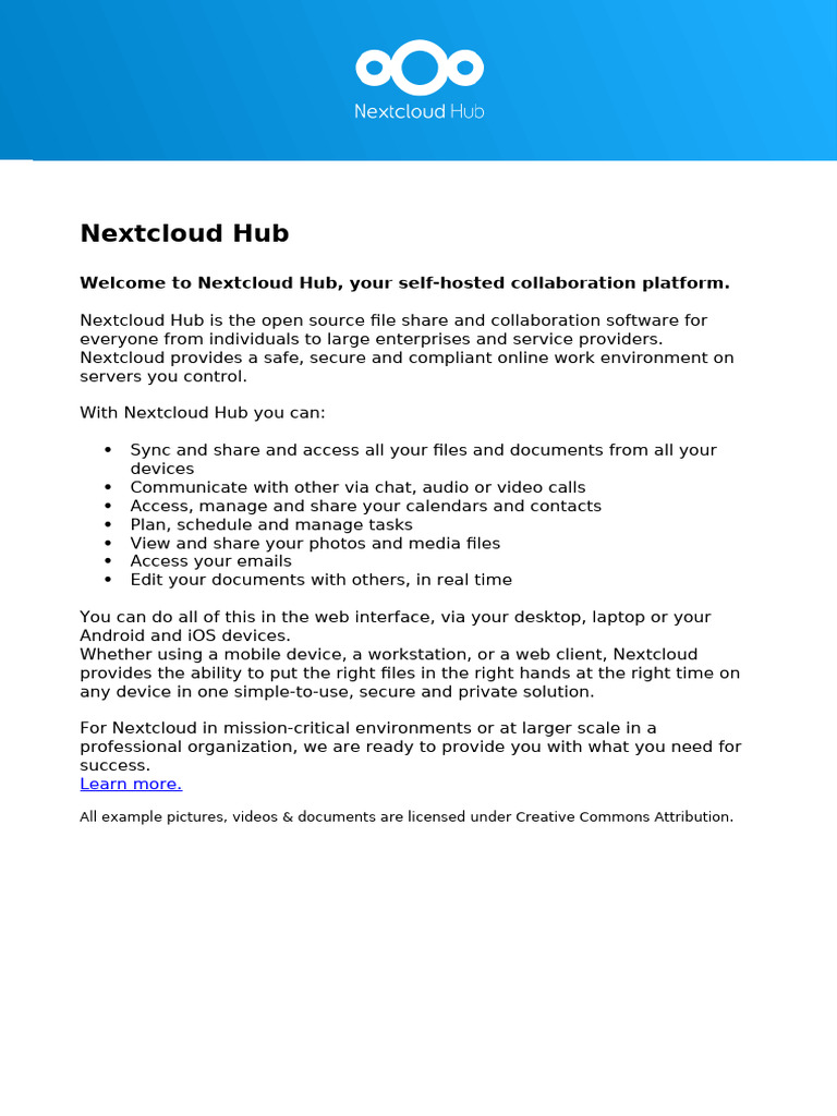 Welcome To Nextcloud Hub | PDF