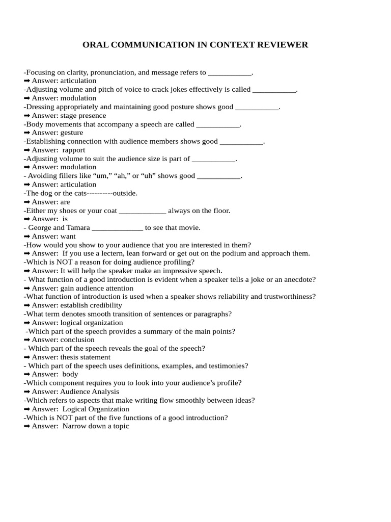Oral Communication in Context Reviewer | PDF
