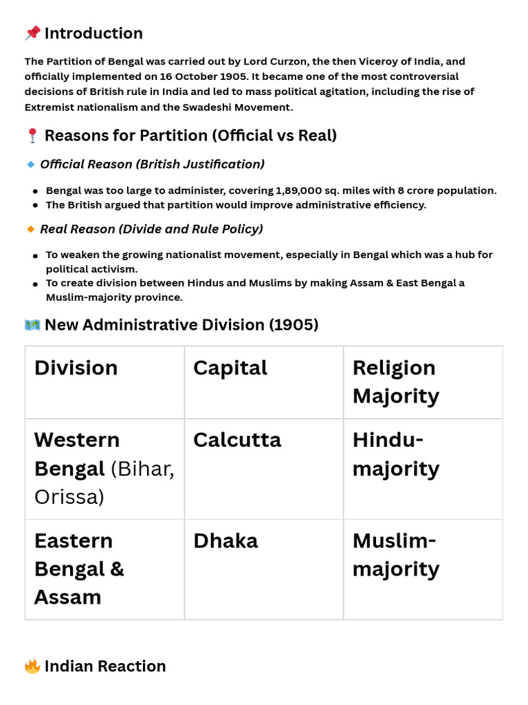 Bengal Partition | PDF | Indian Nationalism | Politics Of India