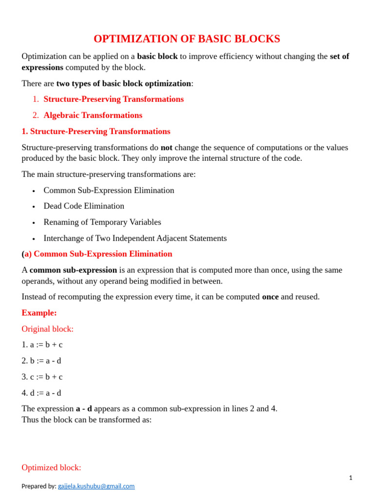 Optimization of Basic Blocks (1) | PDF | Computer Programming ...