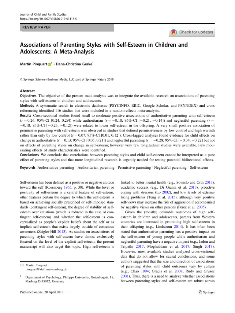 Associations of Parenting Styles With Se | PDF | Parenting | Self Esteem