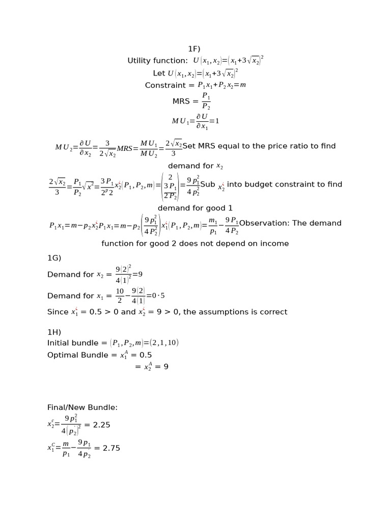 Demand Functions and Utility Analysis | PDF | Marketing | Consumers