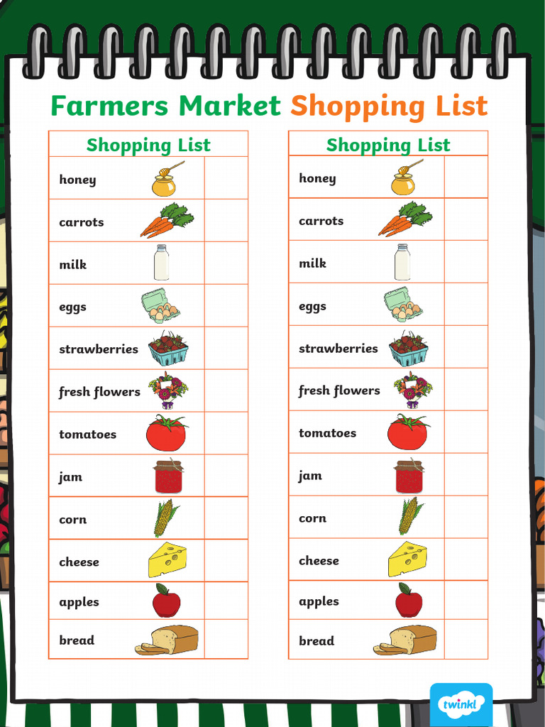 Farmers Market Shopping List Guide | PDF