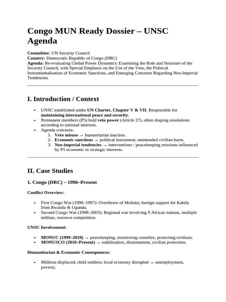 Congo MUN Ready Dossier | PDF | United Nations Security Council ...