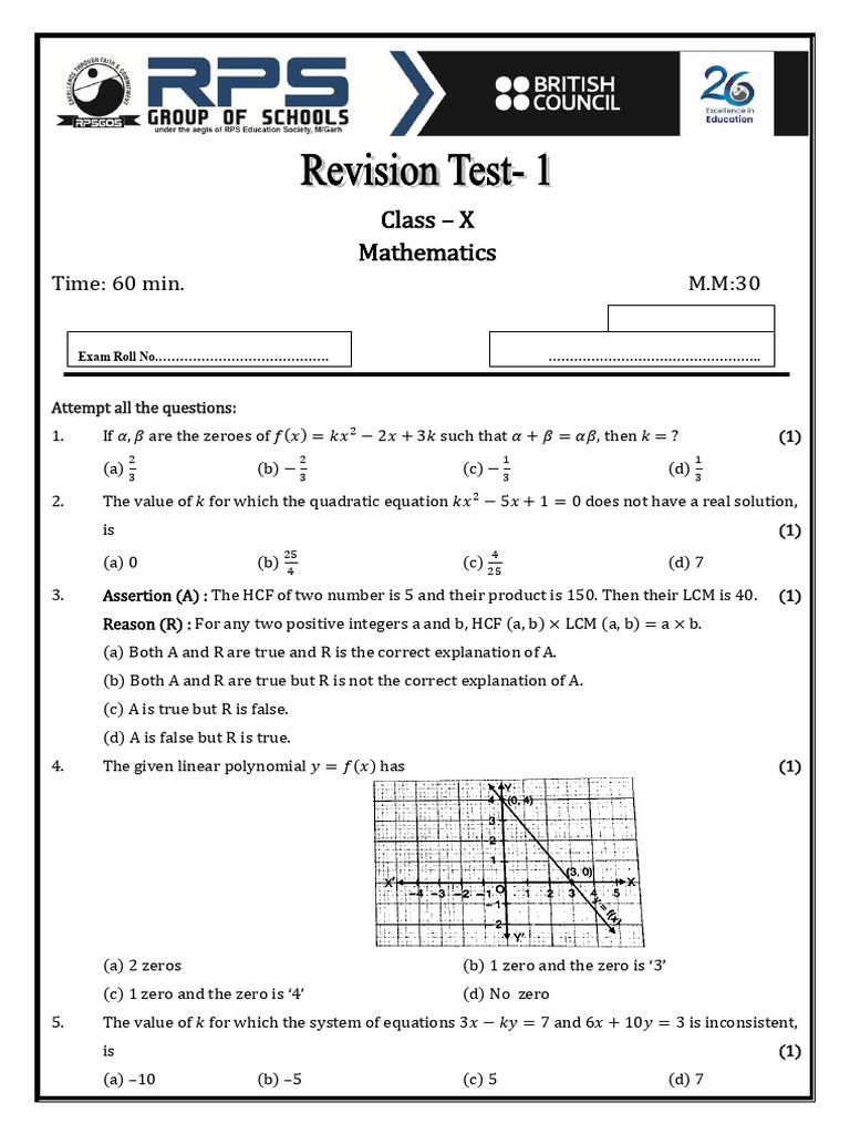 Class X Mathematics Exam Questions | PDF | Numbers | Speed