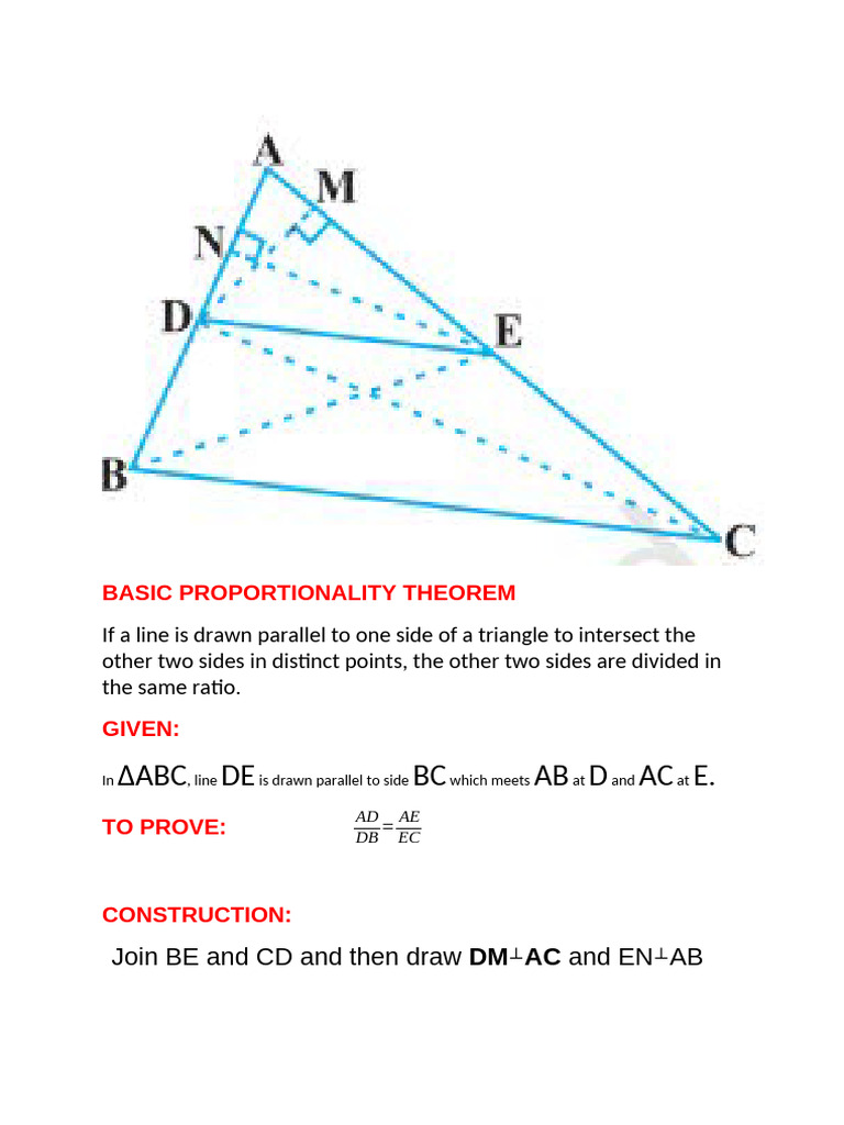 Basic Proportionality Theorem Explained | PDF