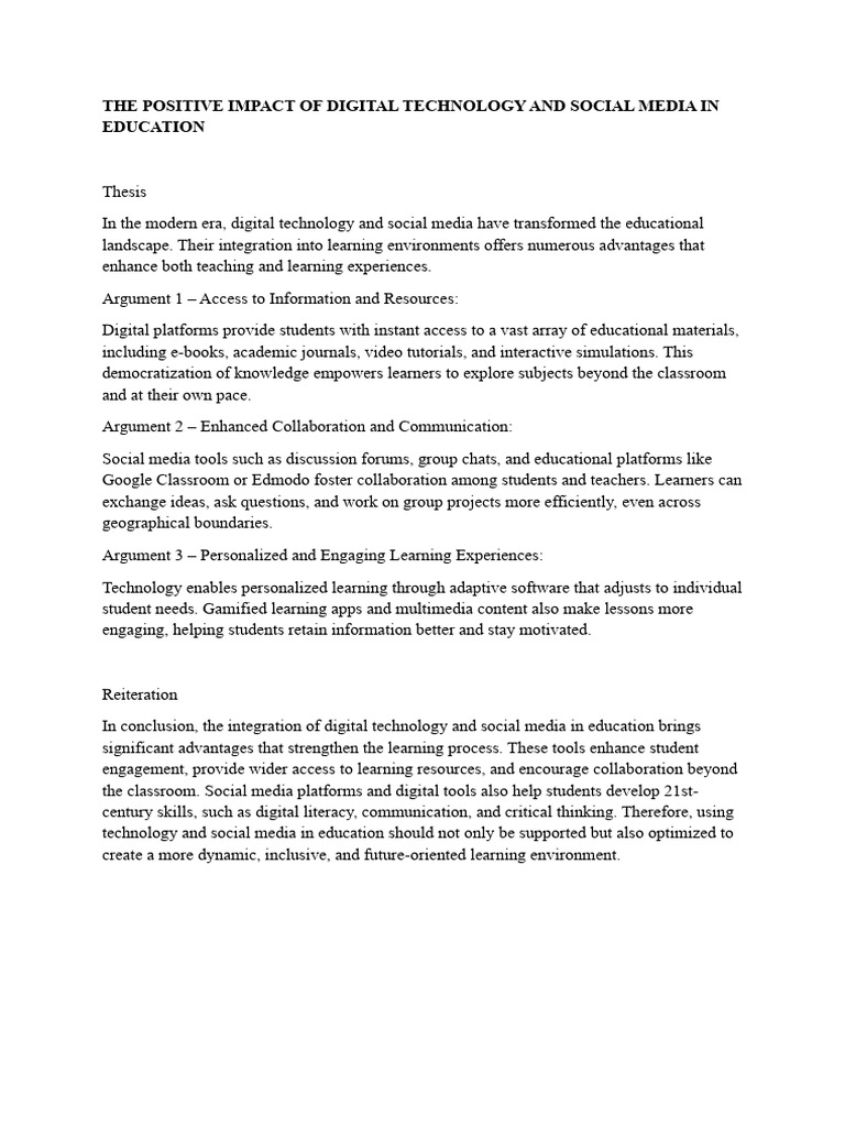 Benefits of Digital Tech in Education | PDF