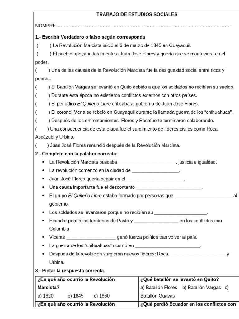 Revolución Marcista en Ecuador 1845 | PDF